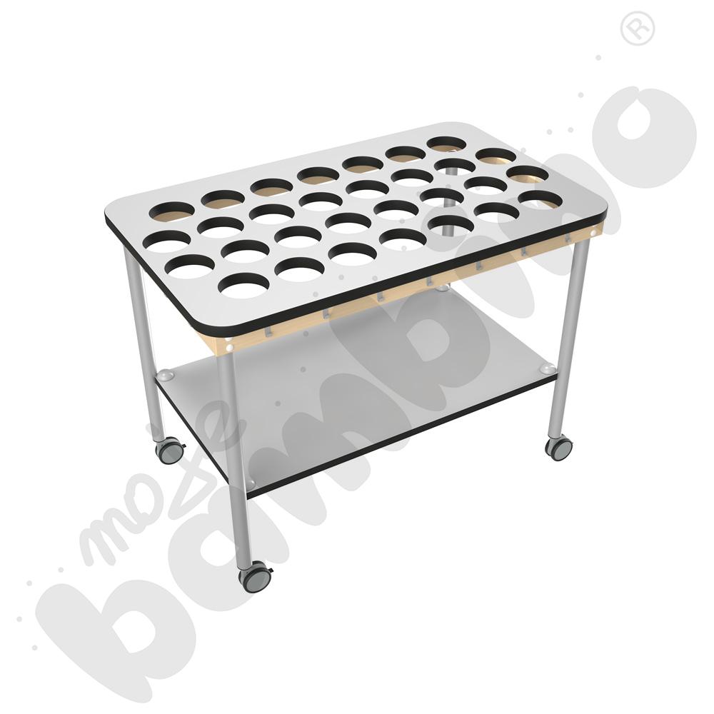 Duży stolik na kubeczki 26 szt. - blat szary