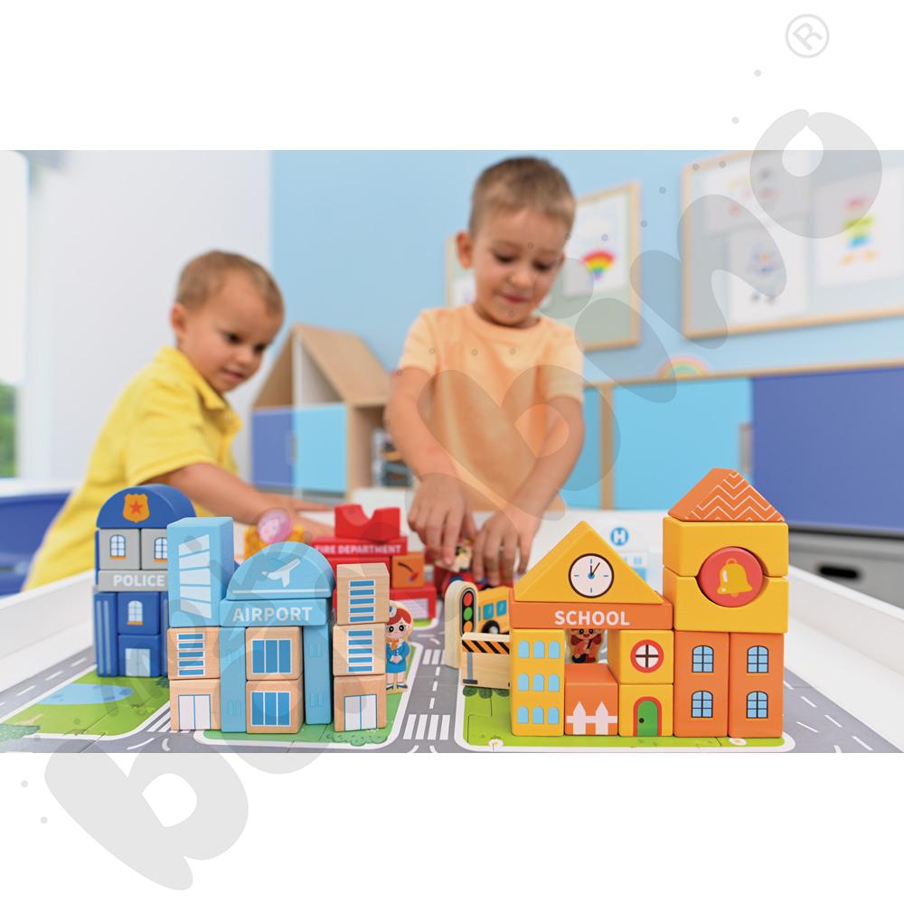 Klocki drewniane Miasto z akcesoriami, 100 elem.