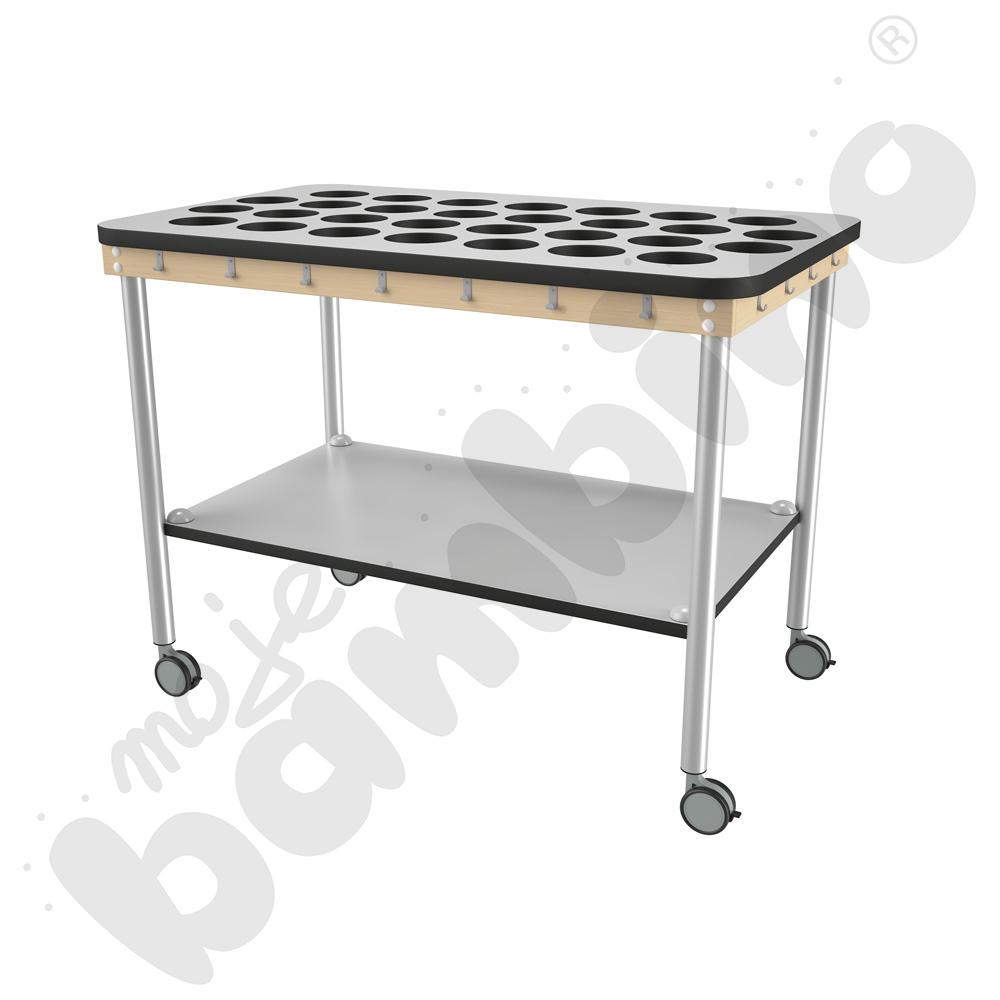 Duży stolik na kubeczki 26 szt. - blat szary