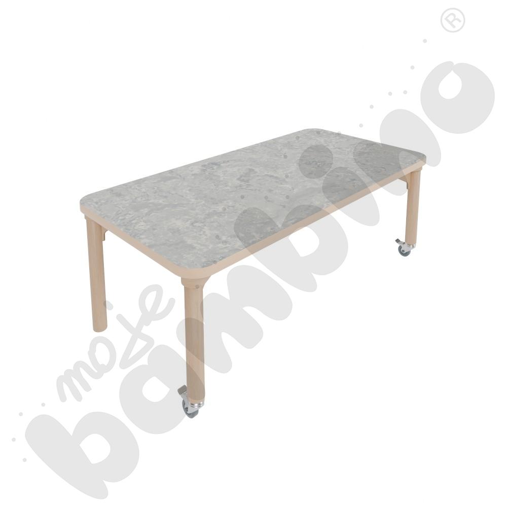 Stół Marcus 120 x 60 cm, rozm. 1, nogi drewniane brzozowe z 2 kółkami, blat cichy jasnoszary, obrzeże ABS