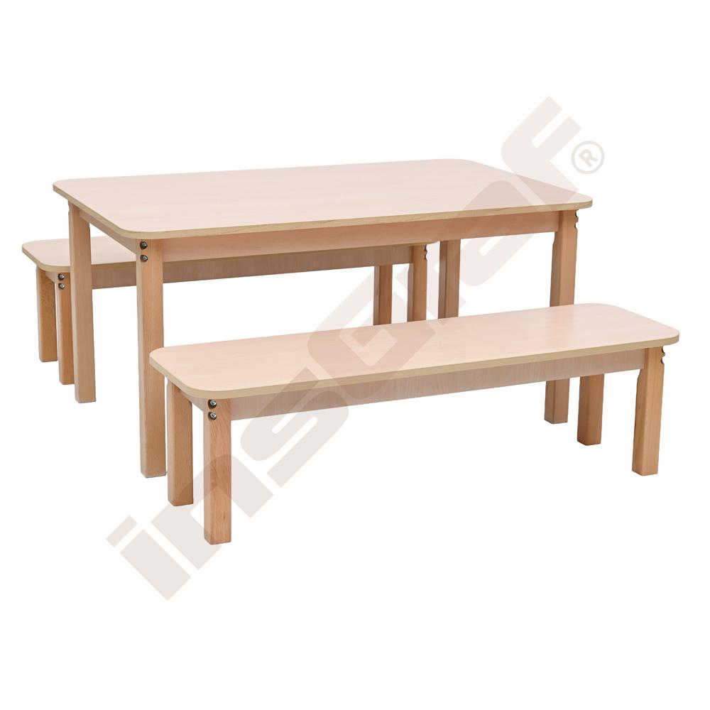 
Set Nr. 260 - Gr. 3, Tisch Klassik , (120 x 74 cm, Ahorn Jylland), mit Sitzbänken SH 35 cm

