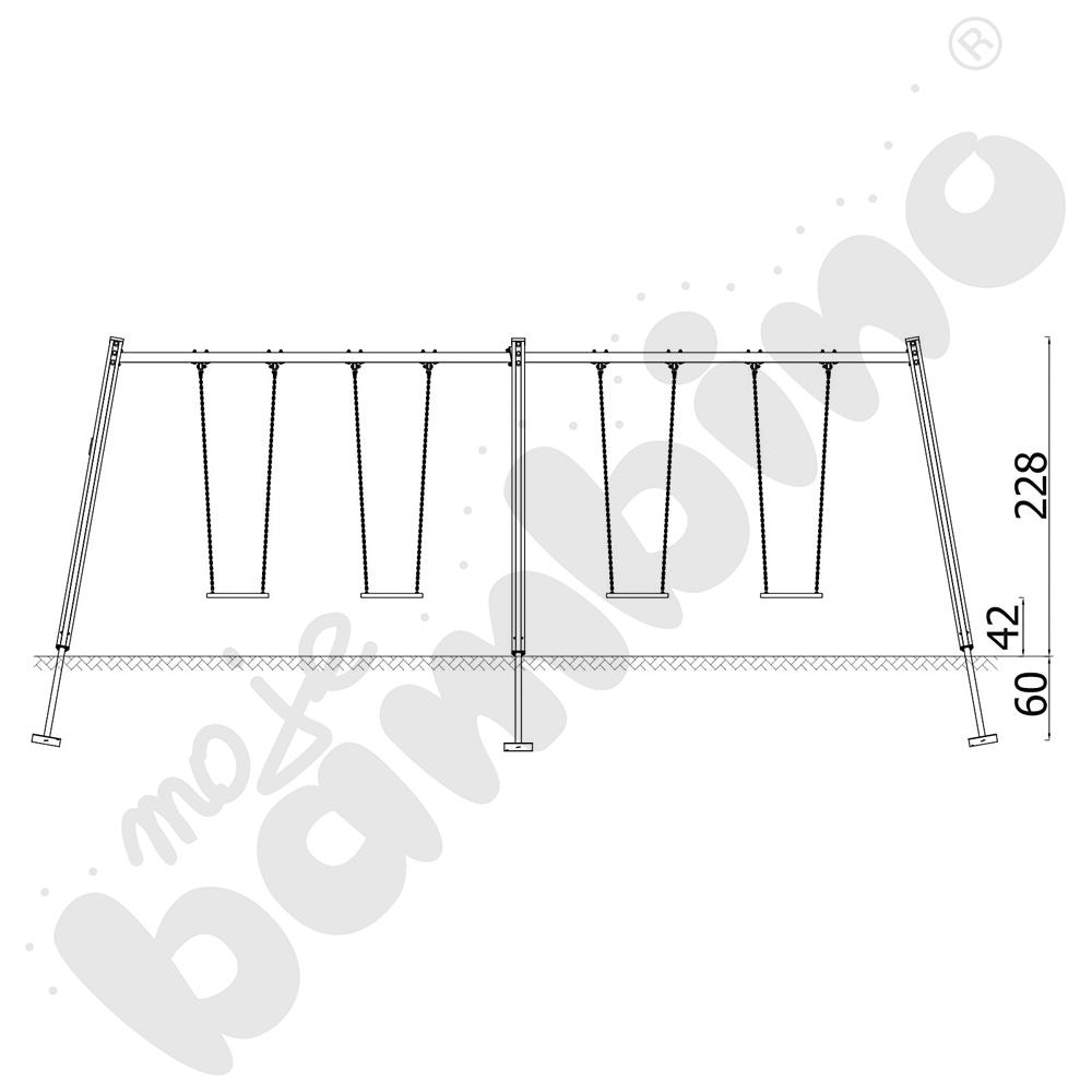 Huśtawka poczwórna drewniana Triangulo/ bez zawiesi