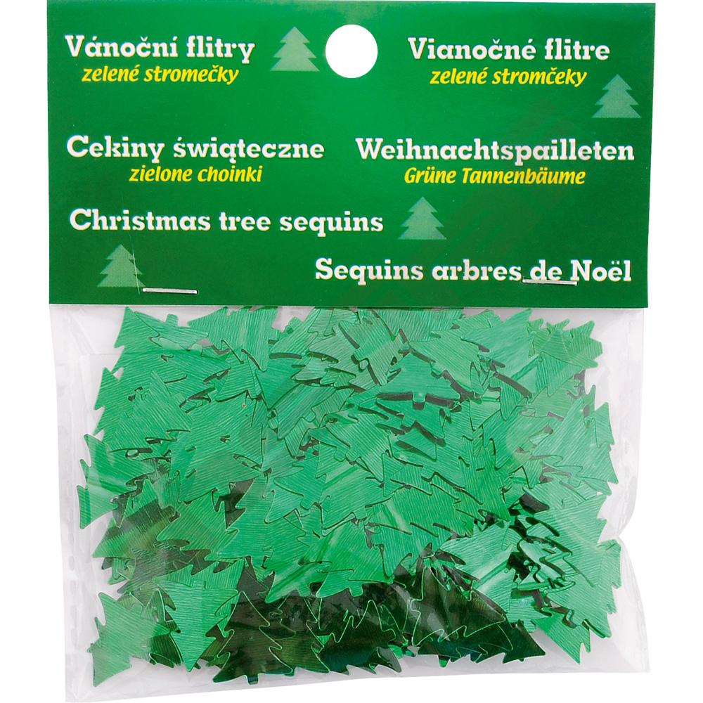 Flitry vánoční - zelené vánoční stromečky 