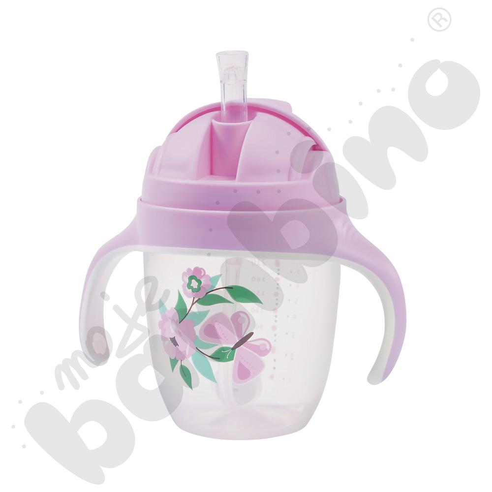 Kubek niekapek z obciążoną słomką - fioletowy