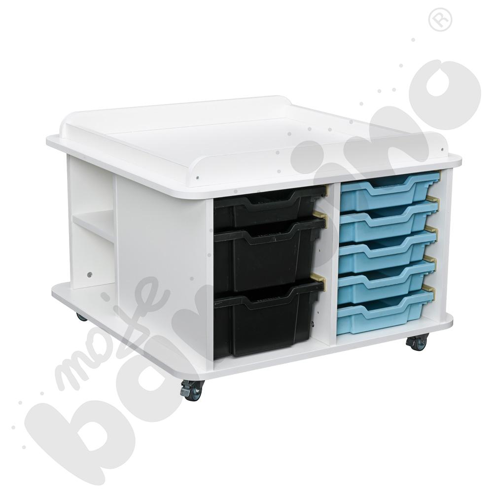 Stolik kwadratowy na matę biały – wysoki