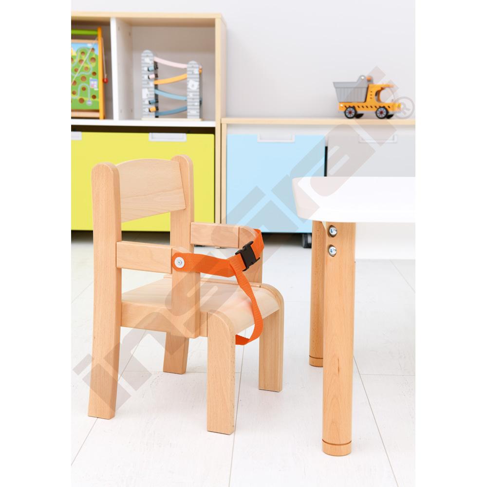 Stolička Krištof s bezpečnostným pásom - výška 21 cm - k stolom 40 cm, plastová koncovka