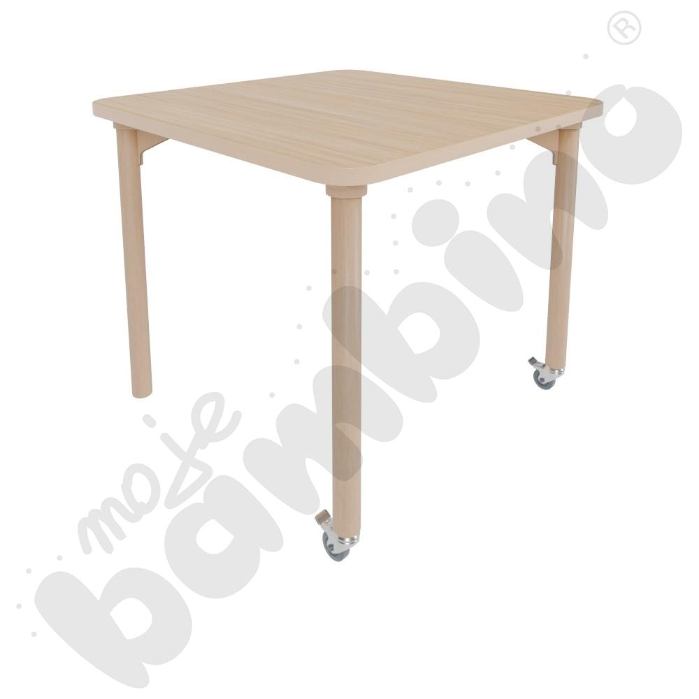 Stół Marcus 140 x 80 cm, rozm. 4, nogi drewniane brzozowe z 2 kółkami, blat HPL klon, obrzeże ABS