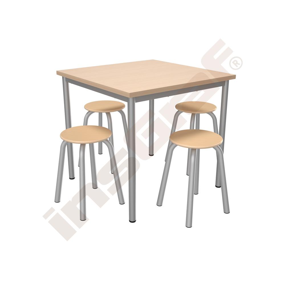 Stôl Mila 80 x 80 buk so 4 taburetkami Flexi, veľ. 6