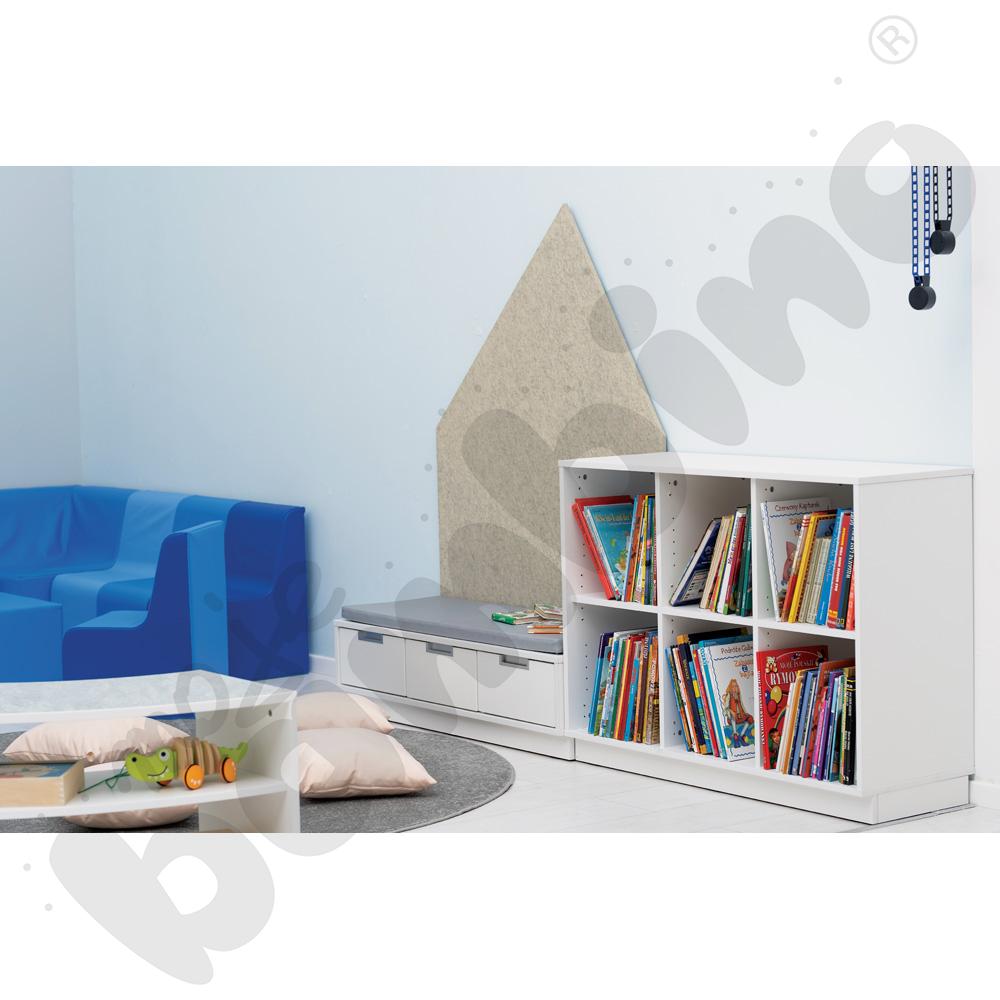 Quadro - regał M z 2 przegrodami i półką, biały