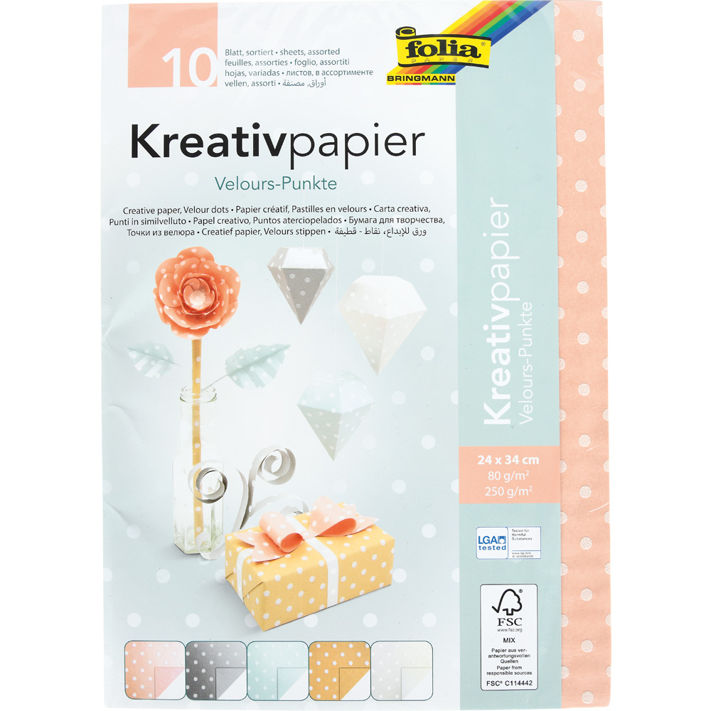 Kreatívny papier - bodkovaný 10 ks 