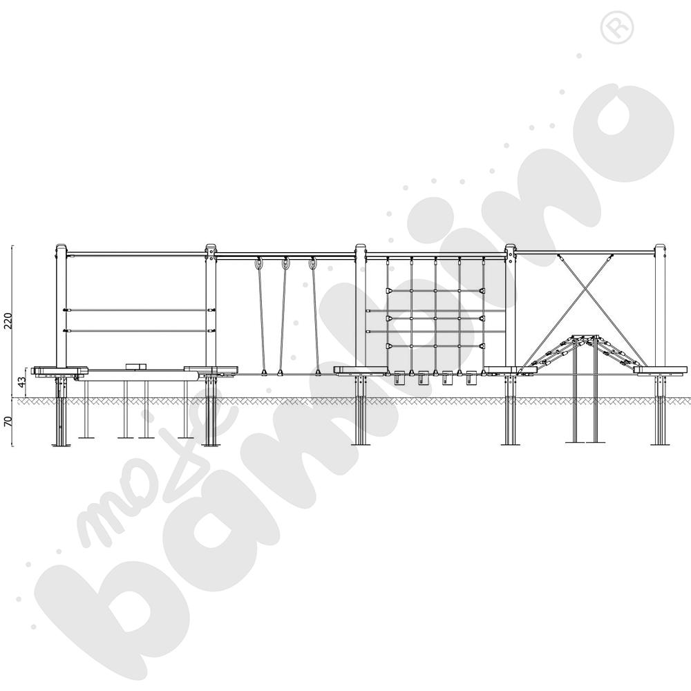 Zestaw Mini park linowy 7, drewniane słupy