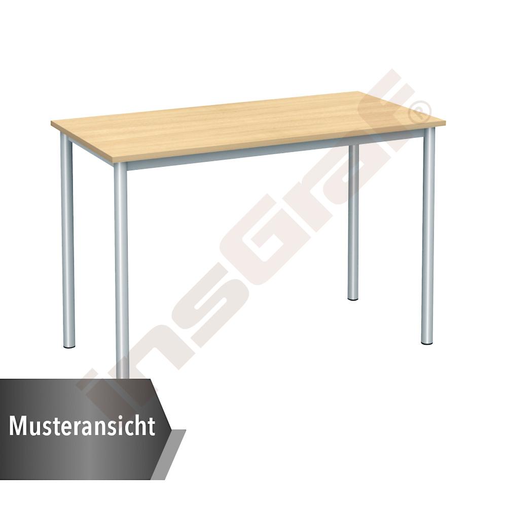 Doppeltisch MILA 5, TH 71 cm, gerade Ecken, Beine alufarben - Ahorn E