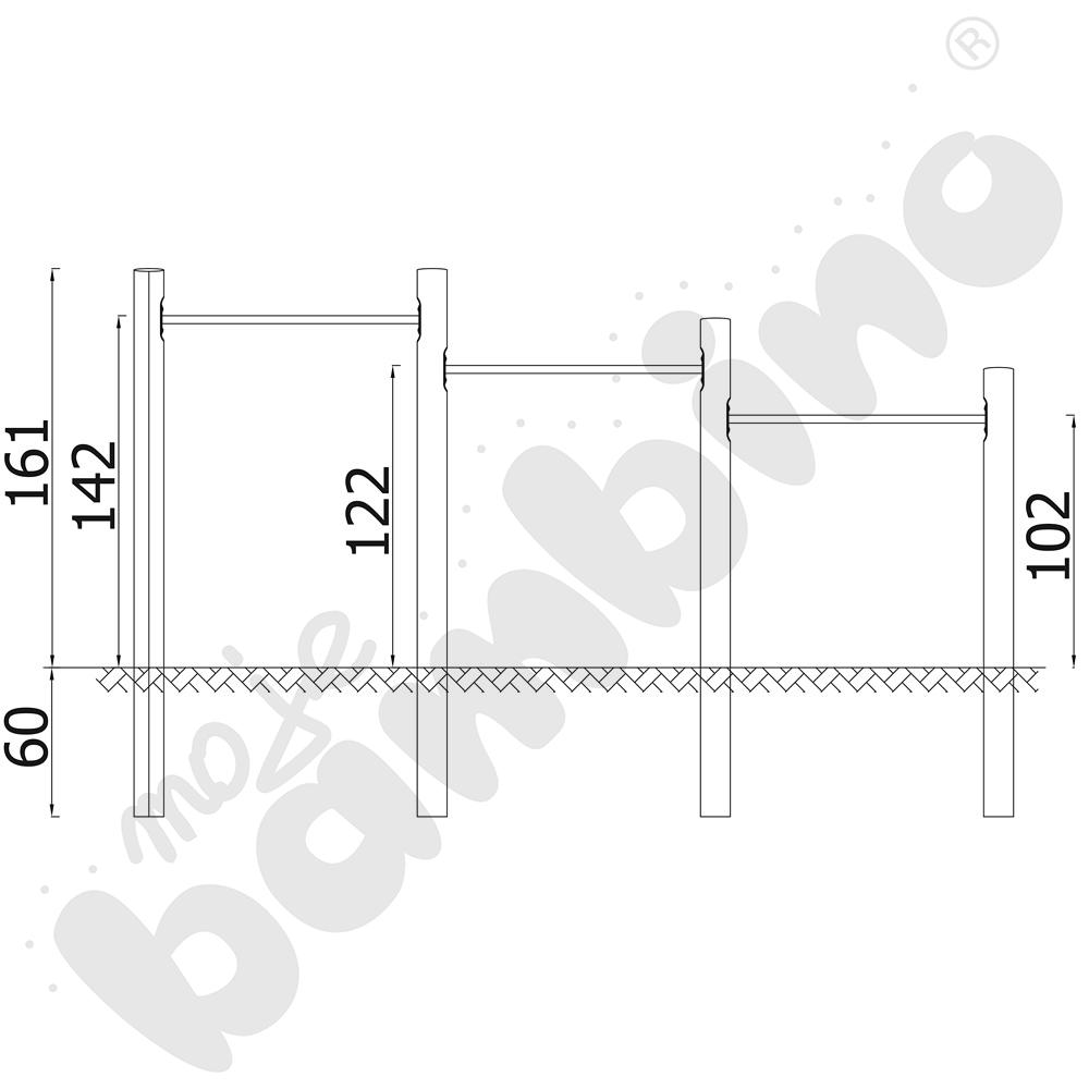 Robinio - drążki gimnastyczne potrójne