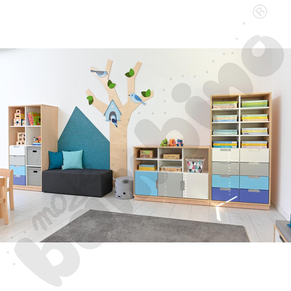 Quadro - regał XL z przegrodą i 3 półkami, klon jasny