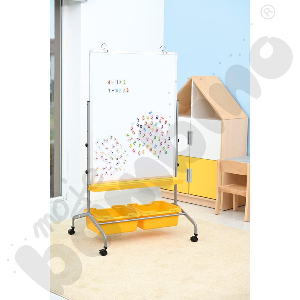 Tablica suchościeralna magnetyczna mobilna 75 x 100 cm - żółte pojemniki