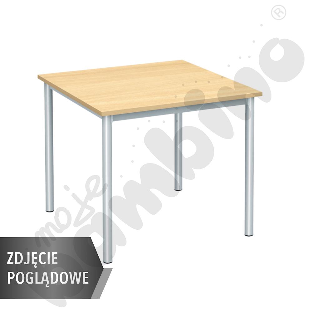Stół Mila 80x80 rozm. 1, 4os., stelaż aluminium, blat biały, obrzeże ABS, narożniki proste