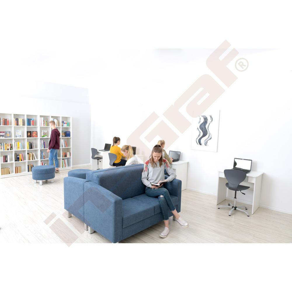 Quadro - regál L se 2 předěly a 2 policemi, bílý