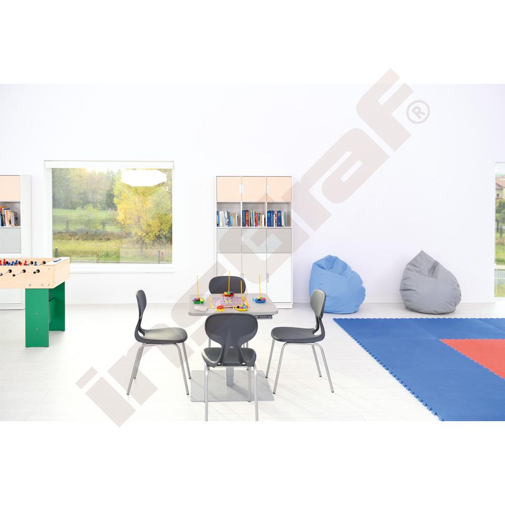 Čtvercový stolek 70 x 70 cm s elektrickou regulací výšky - šedý