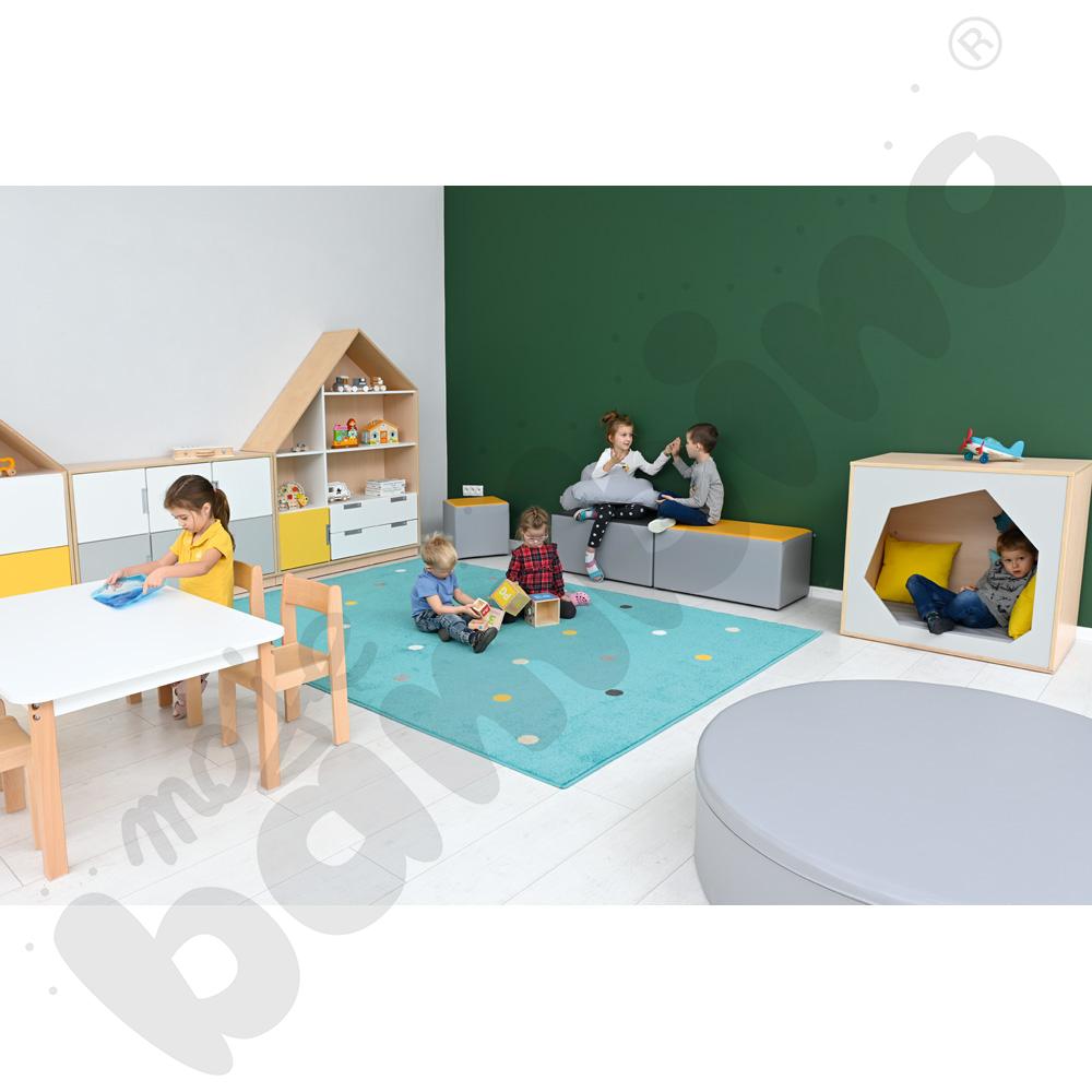 Dywan turkusowy w kolorowe kropki, 2 x 3 m