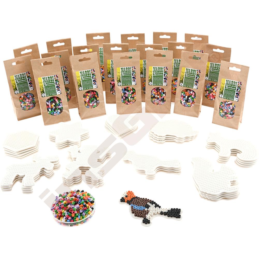 
Bio-Bügelperlen NABBI® MIDI 20.000 Stck., Grundfarben, mit Steckplatten
