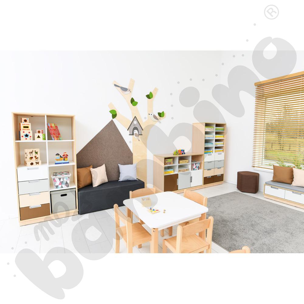 Quadro - regał XL z przegrodą i 3 półkami, klon jasny