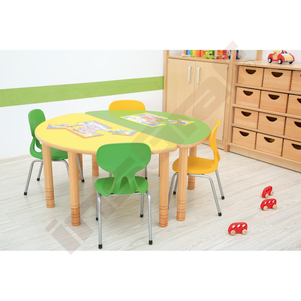 Půlkulatý stůl Flexi - žlutý - reg. výšky 40 - 58 cm - k židlím 21-35 cm 