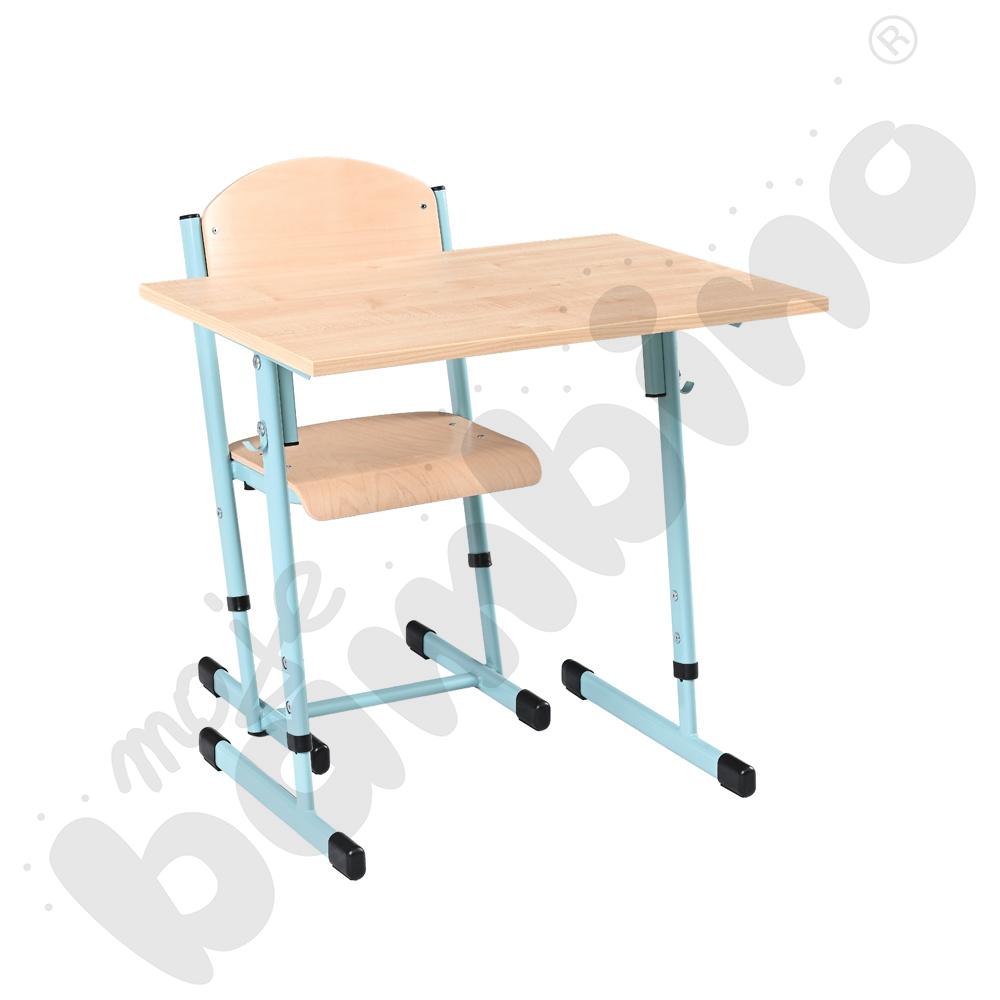 Stół T 1-os. klon z krzesłem T, rozm. 3-4, turkusowy