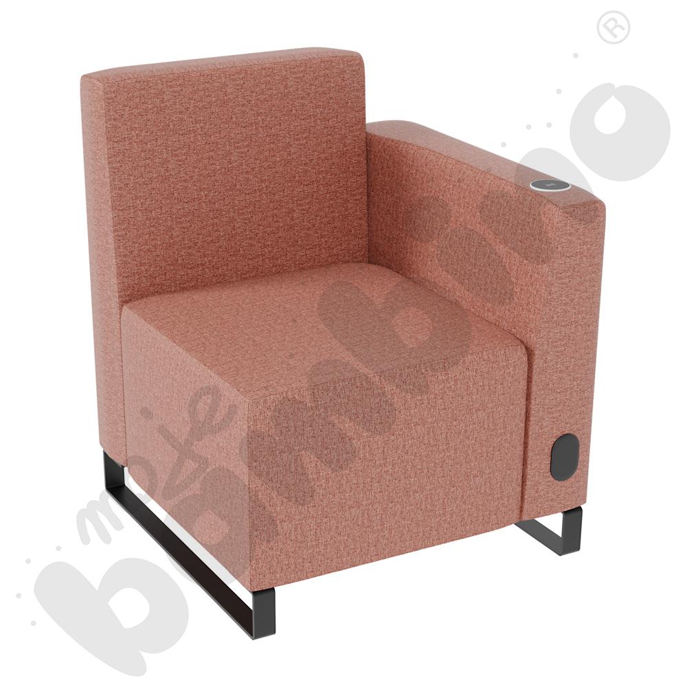 Fotel Universum wys. 82 cm, bok niski prawy z gniazdkiem elektrycznym i indukcją, tkanina RO11