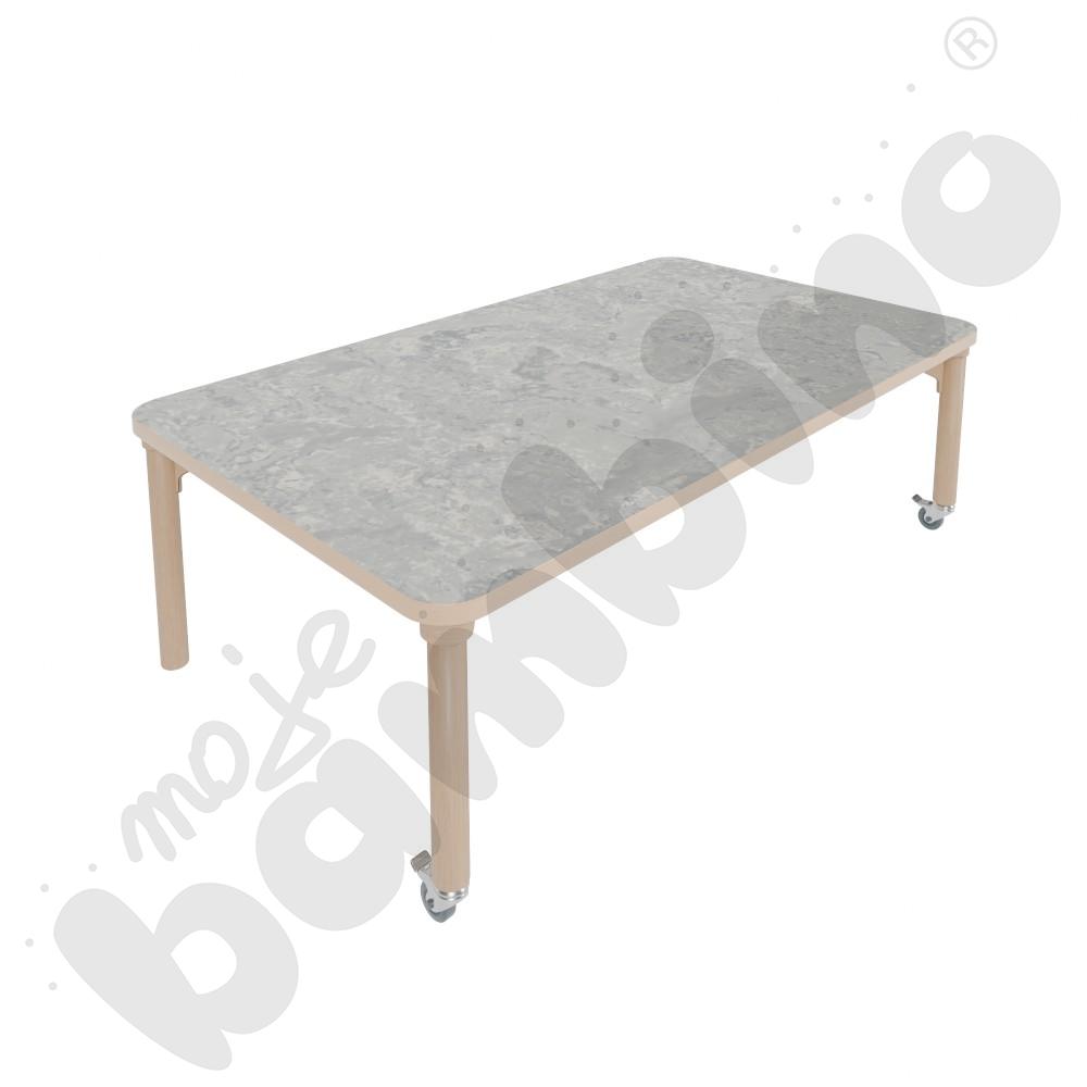 Stół Marcus 140 x 80 cm, rozm. 1, nogi drewniane brzozowe z 2 kółkami, blat cichy jasnoszary, obrzeże ABS