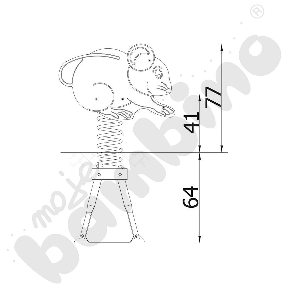 Sprężynowiec Myszka na podstawie metalowej