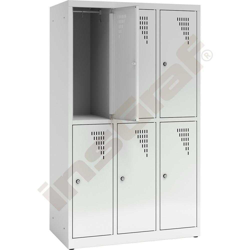 Šatní skříňka se 6 předěly, 150 cm - dvířka šedá 