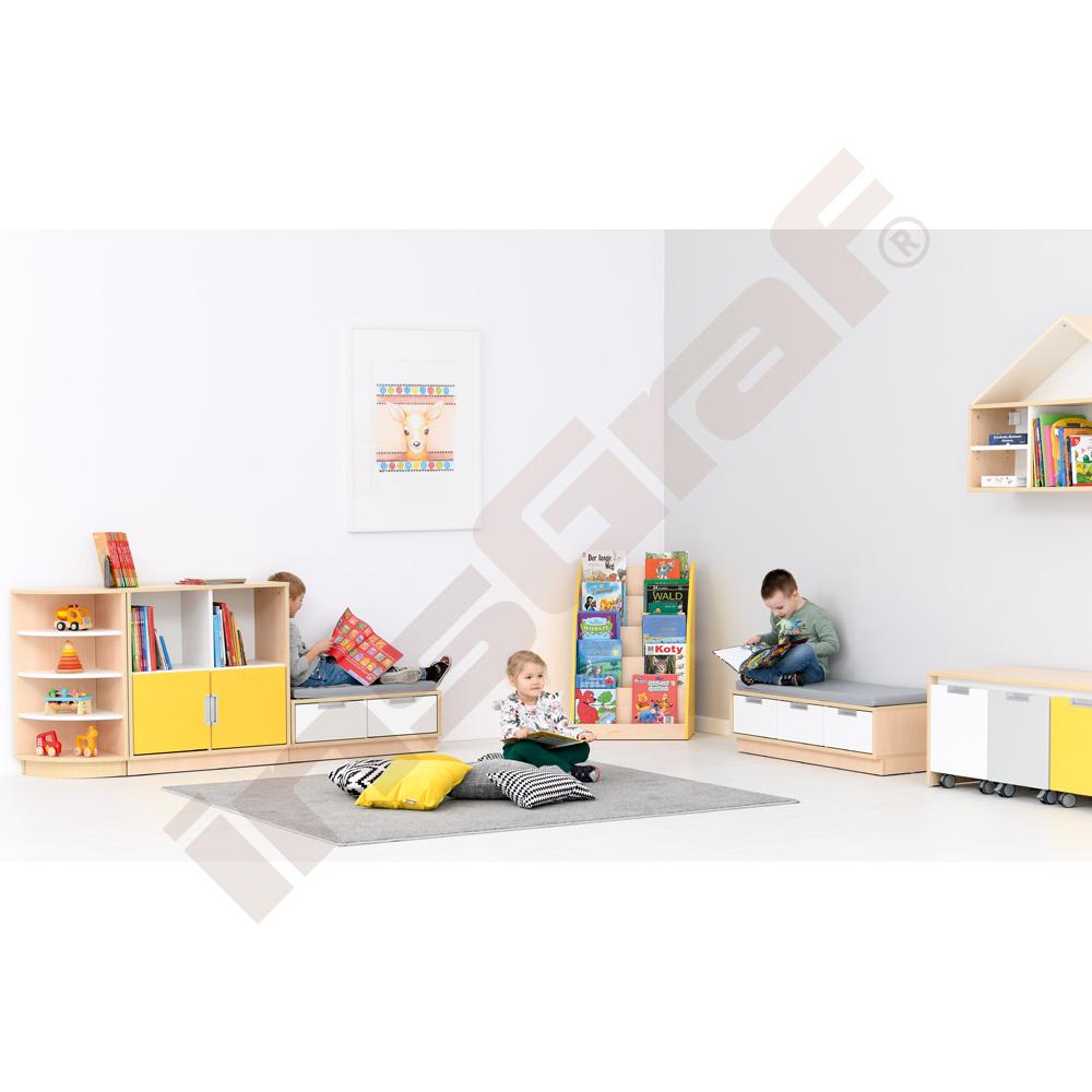 Quadro - skříňka-lavička 2 - šedý sedák - světlý javor