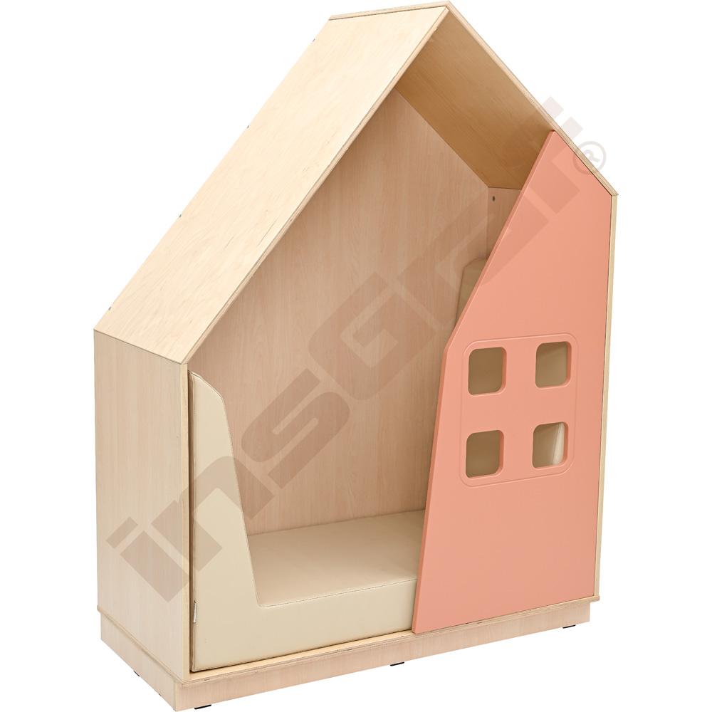 Quadro - skříňka-domeček - lososová, korpus světlý javor