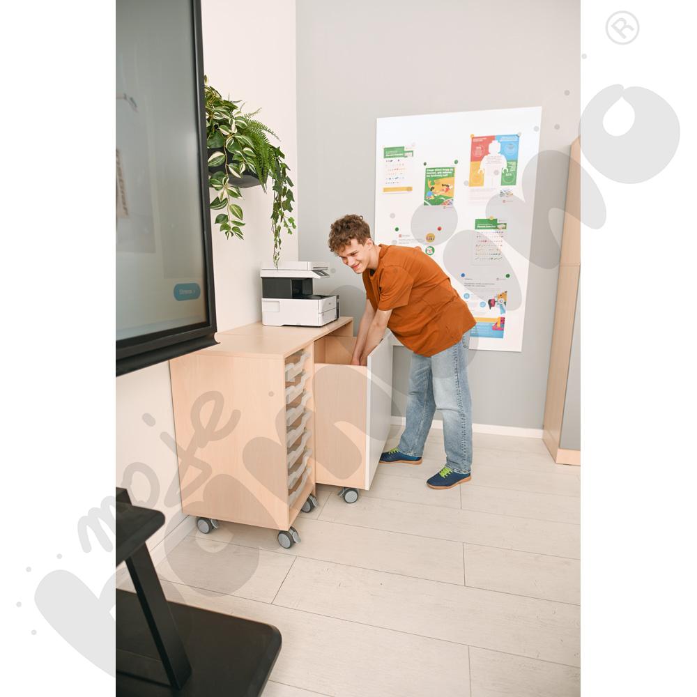 Regał Grande mobilny M na pojemniki – 1 kolumna – klon jasny