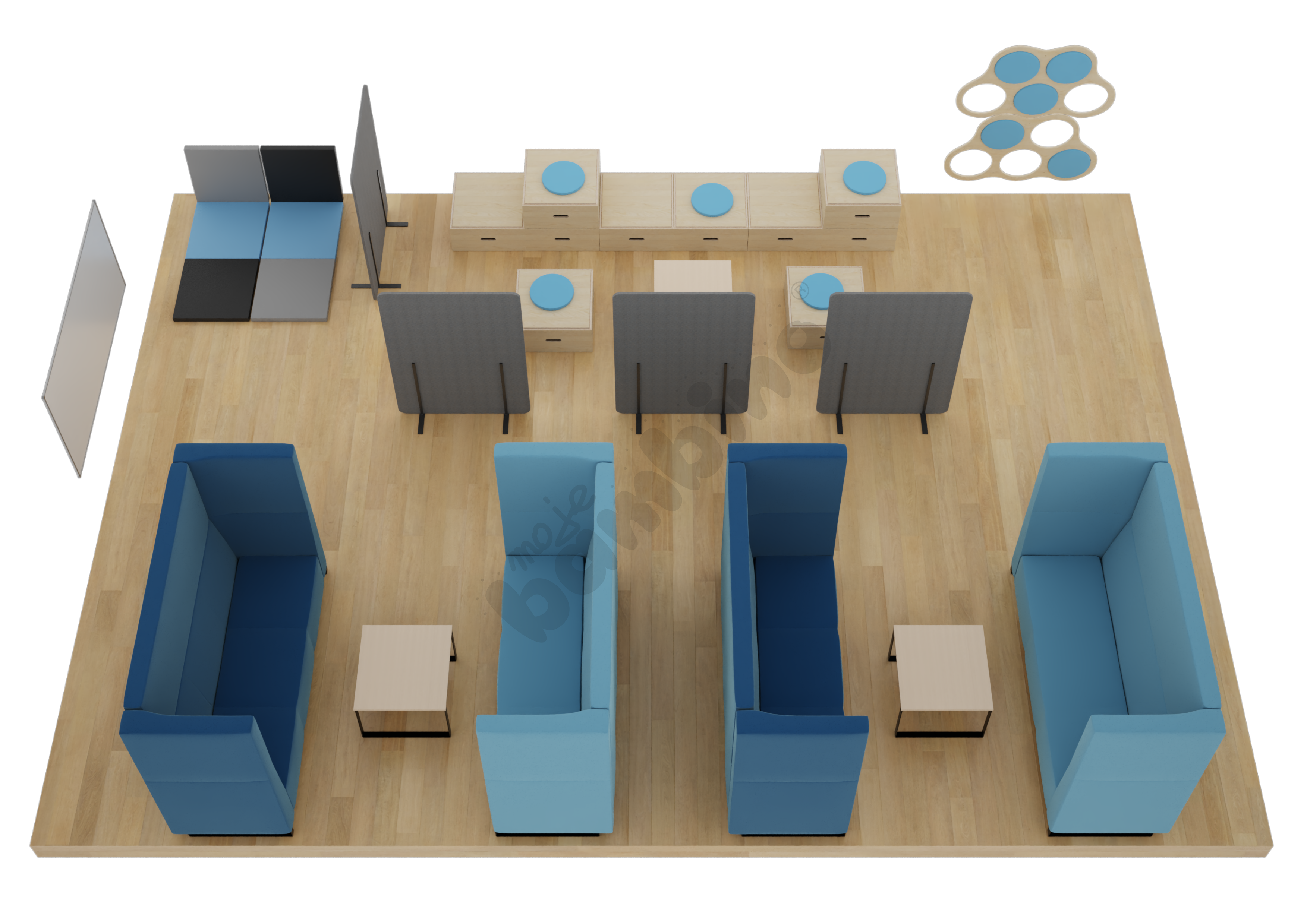 Korytarz szkolny z wyciszeniami