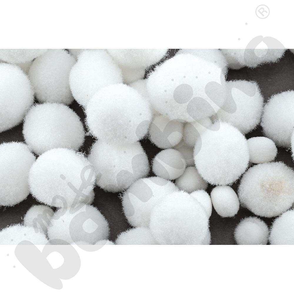 Mini pompony białe, 100 szt. 