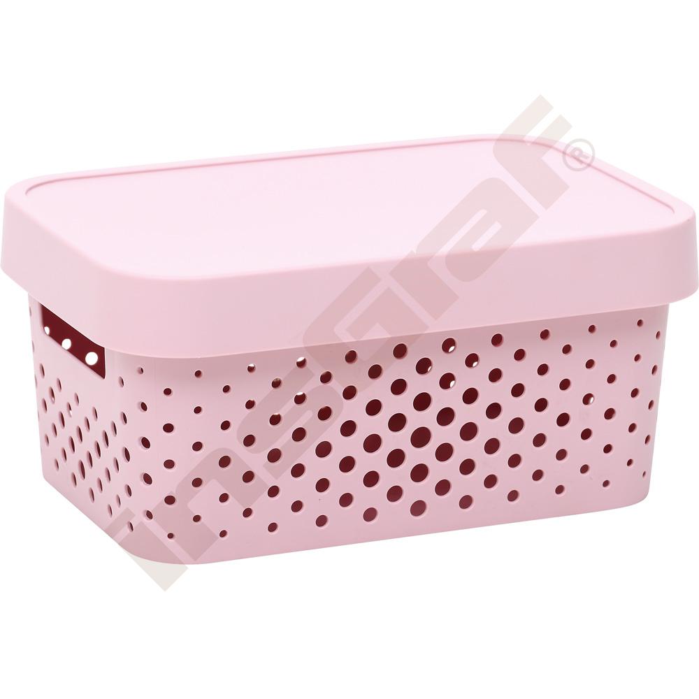 
Behälter mit Deckel, gelöchert, 4,5 l, rosa
