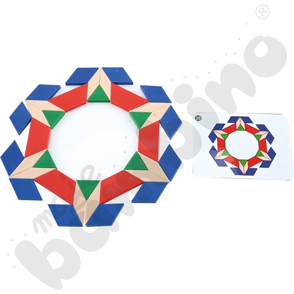 Geometryczne kształty z kartami zadań