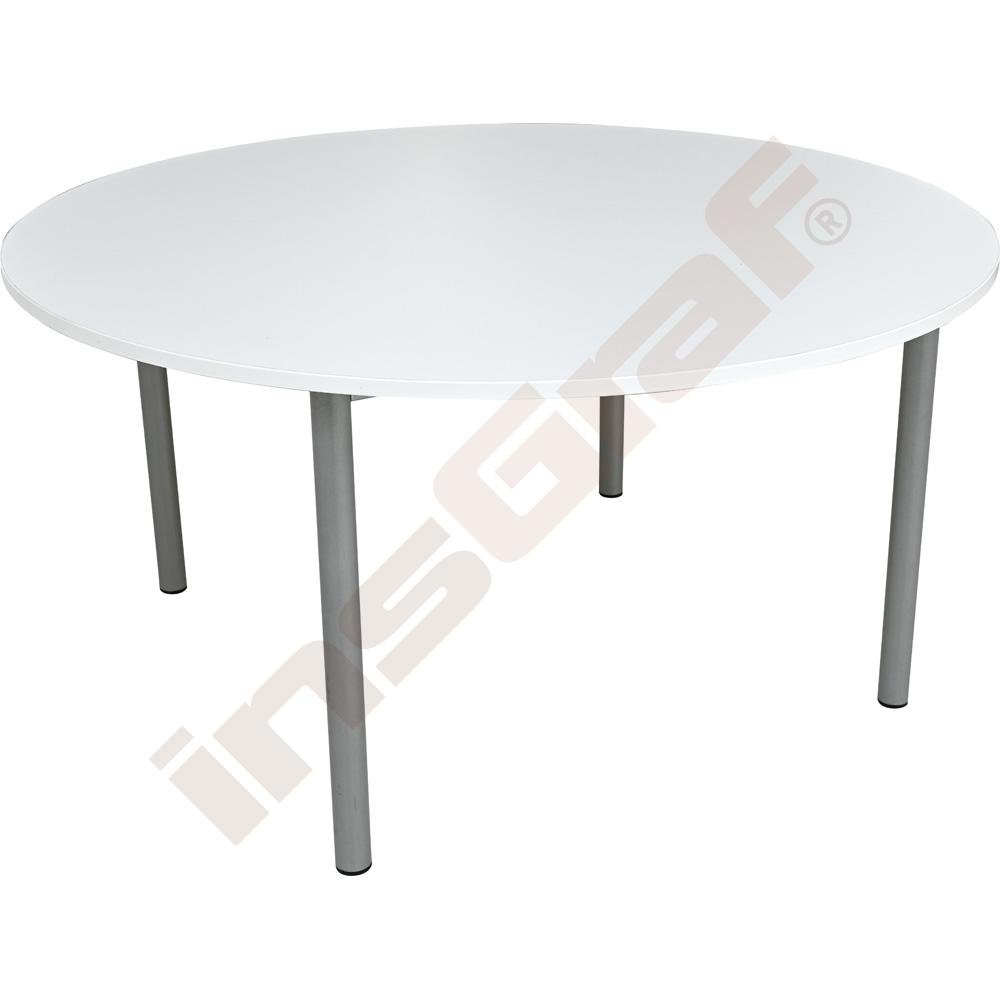 Stůl Mila kulatý 120 cm, vel. 3, deska bílá, konstrukce stříbrná