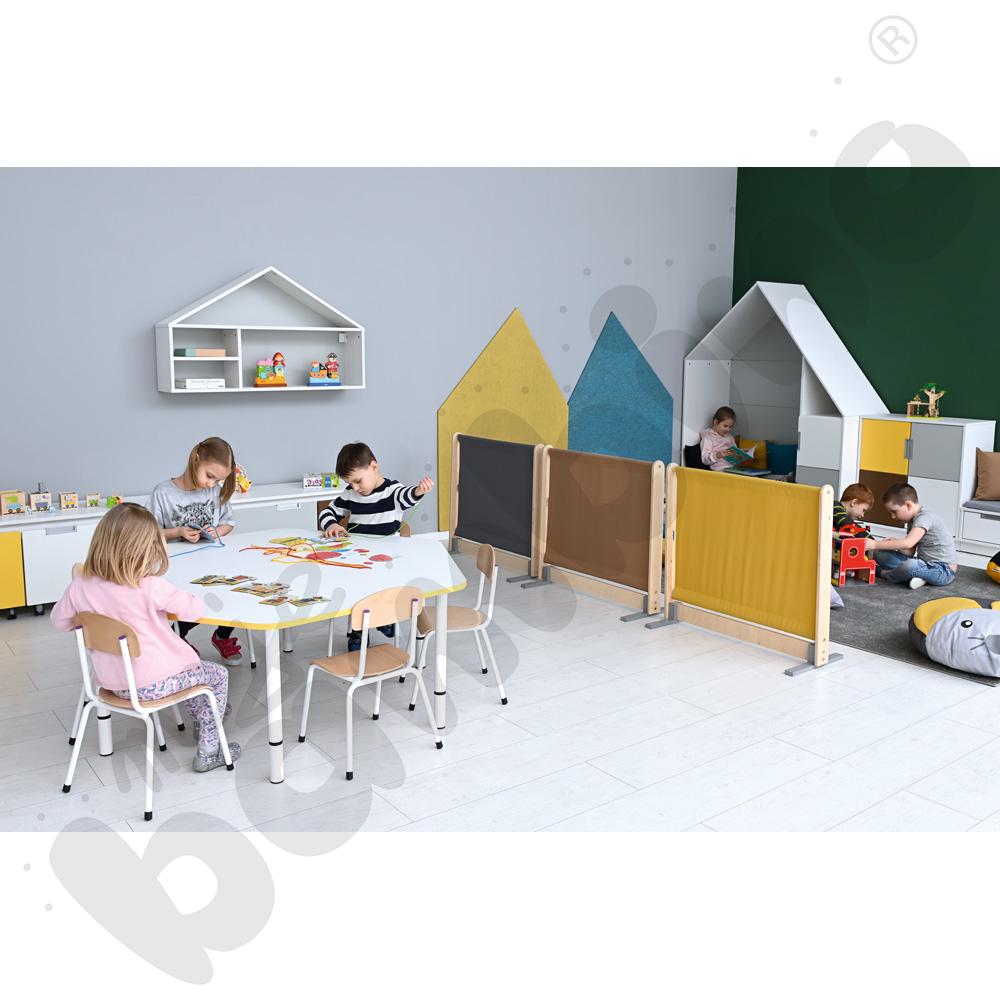 Blat Quadro biały sześciokątny, żółte obrzeże