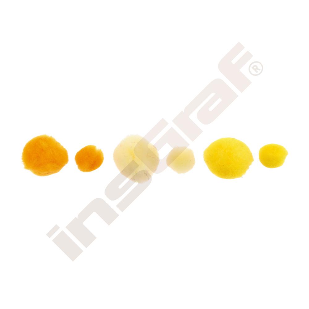 Pompons, 150 Stck., Tönung gelb-orange