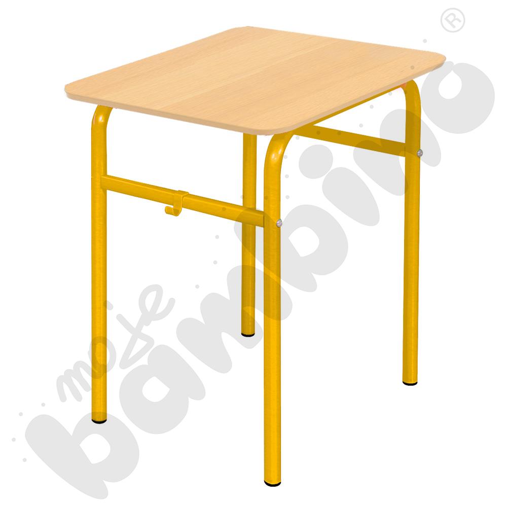 Stół Daniel 70x50 rozm. 6, 1os., stelaż żółty, blat buk, obrzeże PU, narożniki zaokrąglone