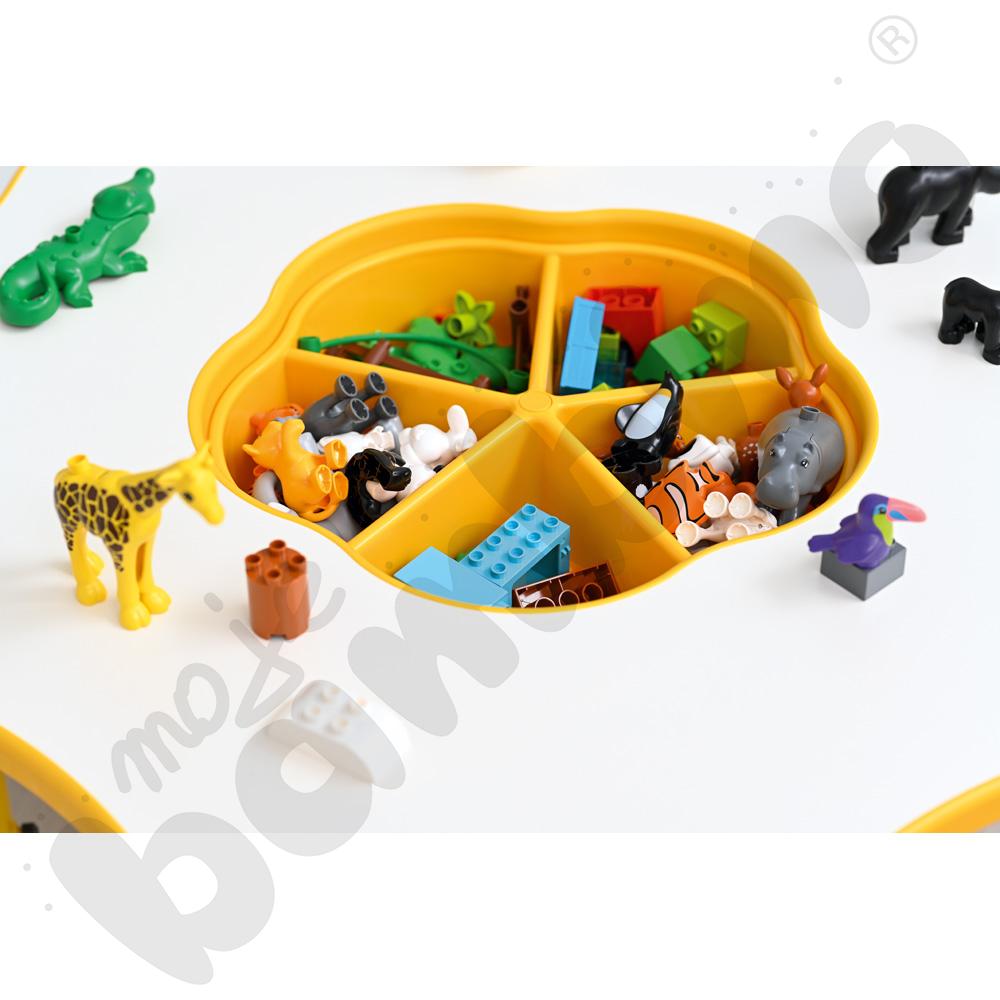 Stolik Pino z organizerem z regulowaną wysokością, rozm. 0-3 – żółty