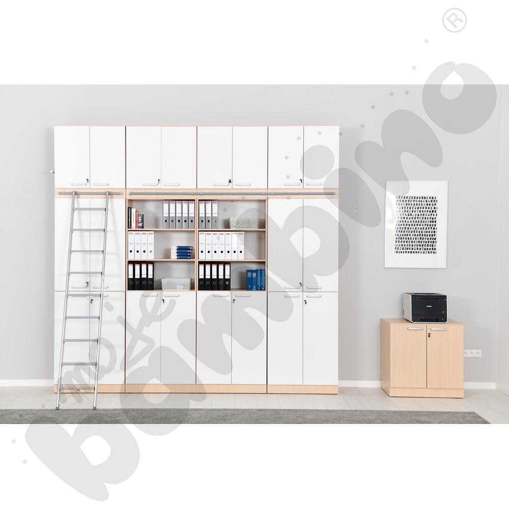 Grande - Wysoki regał z modułem do mocowania drabiny 27 - klonowo-biały