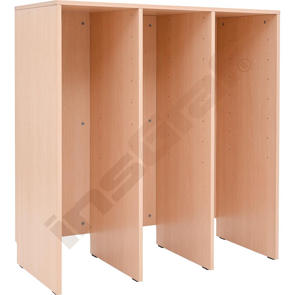 Regál Grande L bez soklu, na plastové zásobníky – 3 sloupy – světlý javor