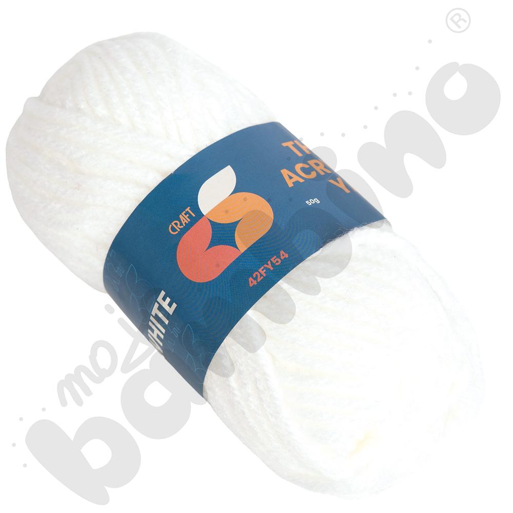 Włóczka akrylowa biała, 50 g