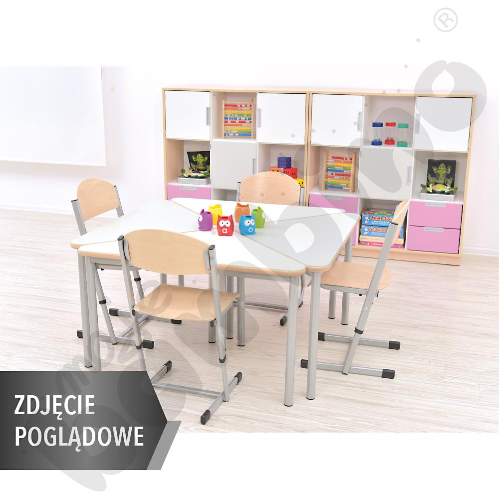 Stół Mila trójkątny 90x90x122, HPL - żółty, zaokrąglony, rozm. 1