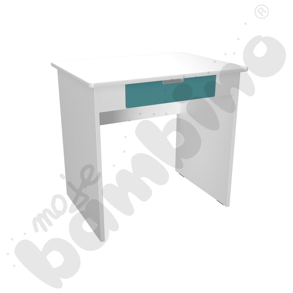 Quadro - biurko z szeroką szufladą - morskie, w białej skrzyni