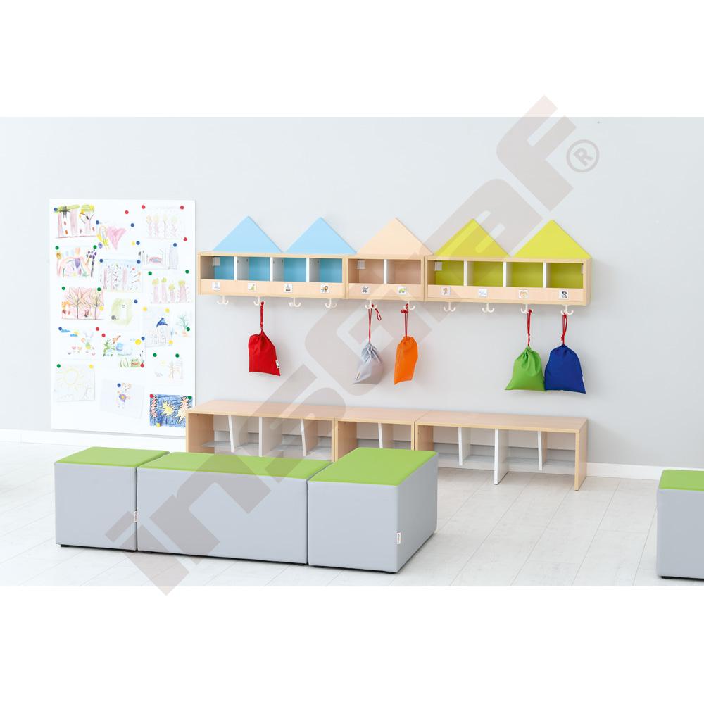 Lavička k šatně domeček pro 2 osoby, šíře 65,40 cm, javor