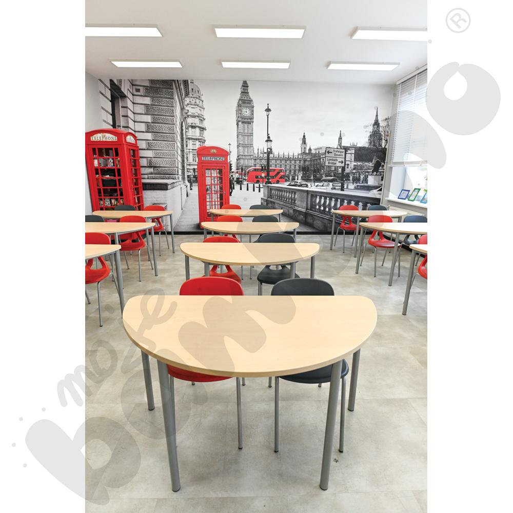 Stół Mila półokrągły 140x70, blat brzoza, narożniki zaokrąglone, rozm. 6